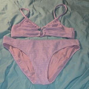 aerie Lavender Textured Bikini Set